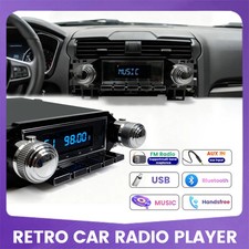 Retro Single Din Bluetooth Car Stereo Vintage Classic Radio Usb Aux Fm