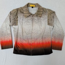 St John Sport Ombre Animal Print Full Zip Jacket Blazer Sz 12 Designer