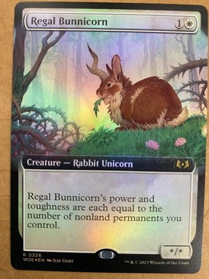 MTG 1x FOIL EXTENDED ART Regal Bunnicorn 326 Wilds of Eldraine Magic the x1 NM
