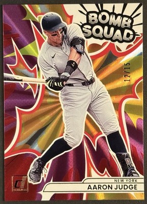 Aaron Judge 2026 Panini Donruss Baseball #18 Purple Laser Bomb Squad /15 Yankees