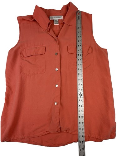 Silk Essentials Women’s 100% Silk Sleeveless Button Down Blouse Sz Large Comfort - Picture 7 of 12