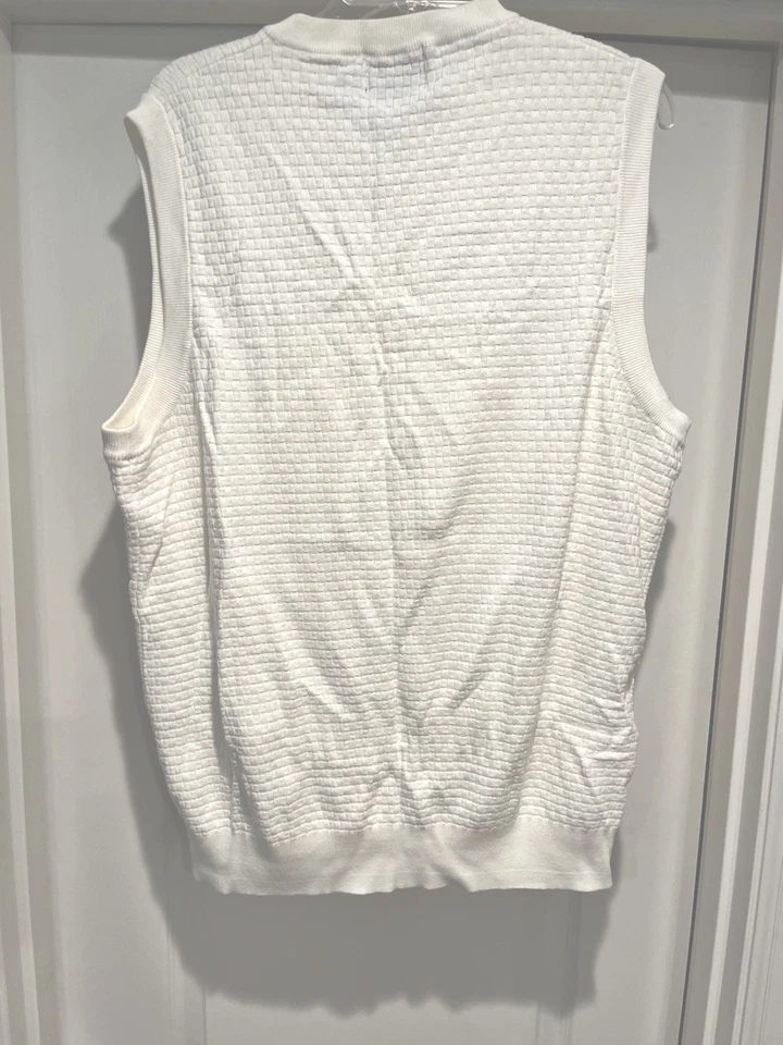 Vtg Pendleton Mens Sweater Vest L White Woven Grid Pattern Outdoor Hiking USA - Image 2 of 4