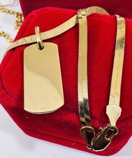 Real 18K 750 Genuine Gold Rectangle Bar Necklace 17” Inch Long 12.4g 3.8mm