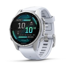 Garmin fenix 8 Amoled GPS Watch 43 mm Silver with Whitestone Silicone Band