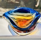 Beautiful 1950s  Murano Blue Gold Amber Art Glass Bowl Dish — photo 1