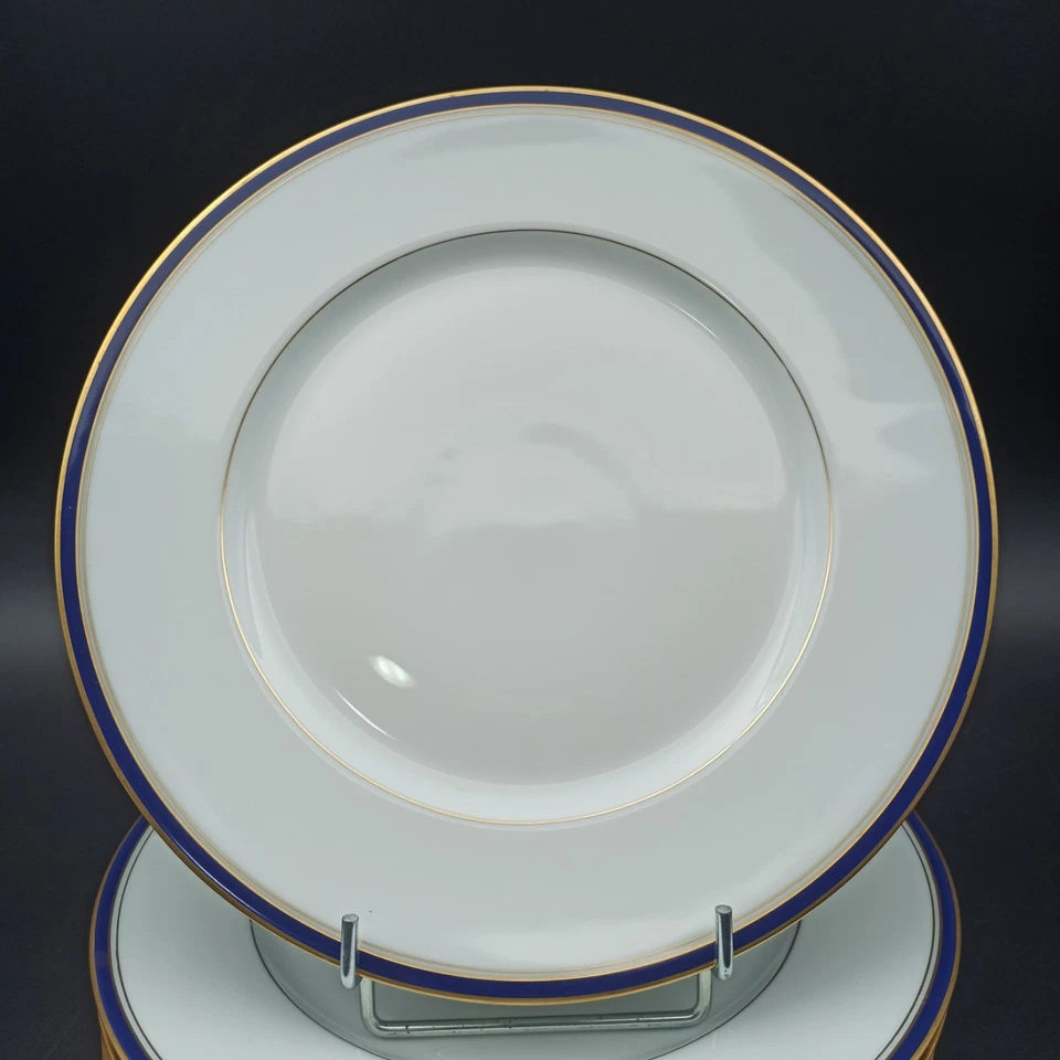 LIMOGES - 6 ASSIETTES PLATES PORCELAINE ANCIENNE MANUFACTURE ROYALE Bleu Or lot1 - Photo 4/4