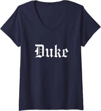 Duke Unisex Classic Fit Modern Letter Print Ladies' V-Neck Tshirt