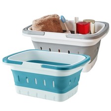 Portable Folding Plastic Bath Shower Caddy with Handle 2 Pack, Perforated, Co...
