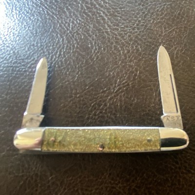 Case Tested Vintage 2-Blade Pen Pocketknife Gold Plastic Handle