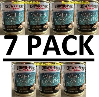 7 PACK - Crown Prince Natural Whole Oysters Packed In Water, 8 oz EACH EXP: 2028