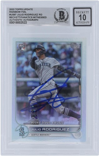 Julio Rodriguez Mariners Signed '22 Topps Update Rainbow US97 BAS 10 Rookie Card