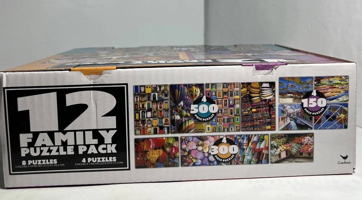 Cardinal 12 Family Puzzle Pack 150/300/500 Pieces - Complete
