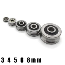 3-8mm Metal Pulley Wheel U/V Grooved Sealed Ball Bearings Rope Wire Guide Roller