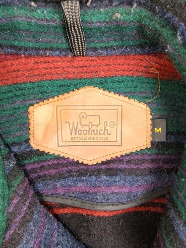 Woolrich Aztec Coat Men's Medium Blue Wool Indian Blanket Heavyweight USA VTG - Picture 13 of 16