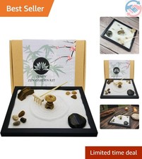 Zen Sand Garden for Desk with Rake, Rocks and Figures Medium