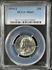 1954-S  25C Washington Quarter Dollar PCGS MS65  80479890