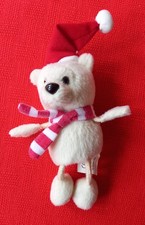 SMALL WHITE TEDDY BEAR RED HAT SOFT TOY VAN LAUREN