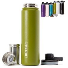 Elegant 22oz Olive Stainless Steel Tea Tumbler - For Hot Cold Drinks