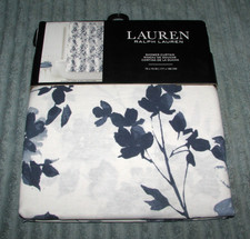RALPH LAUREN Cotton Shower Curtain / Slate Blue Flowers 70" x 72" polo