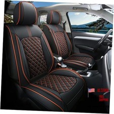 Comfortable Leather Auto Car Seat Covers Front  Rear Seat Black  Orange