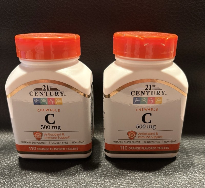 Vitamin C Chewable 21st Century 500mg Lot Of TWO 110 Each Orange Immune Support