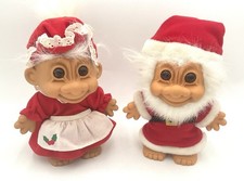 Vintage RUSS Troll Dolls Santa Claus  Mrs. Claus 8  READ