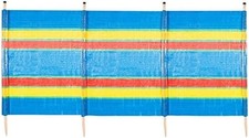Multi-Colored Windbreak With 4 wooden pole Beach Wind Breaker, Camping & Caravan