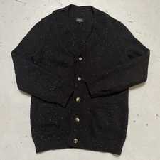 A.P.C. Black Wool Knit Cardigan Sweater Large 