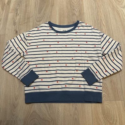 Pact Organic Medium Scattered Hearts Graphic Sweatshirt Pullover 100% Cotton EUC