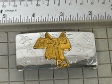 Gold Saddle On Chrome Buckle Branding Symbols Chambers Belt Co. USA Made