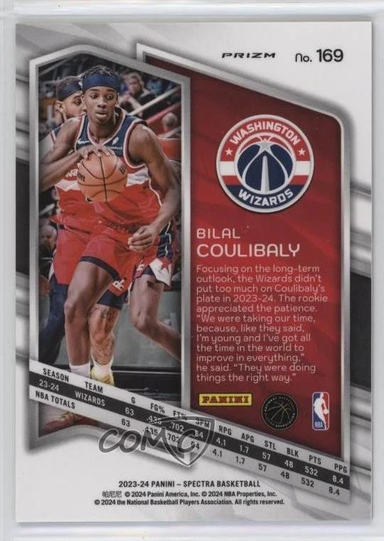 2023-24 Panini Spectra Rookies International Red Prizm Bilal Coulibaly Rookie RC - Image 2 of 2