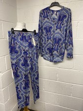 Esprit Blue Paisley Print Relaxed Long Sleeve Trouser Pyjama Set Size 12 PK