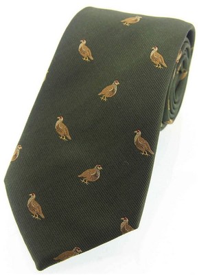 David Van Hagen Mens Grouse Woven Country Silk Tie - Green
