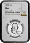 1960 50C Proof Silver Franklin Half Dollar NGC Graded PF 66