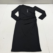 Fashion Nova Dress Womens 1X Black Long Sleeve Ruched Bodycon Midi Party Casual