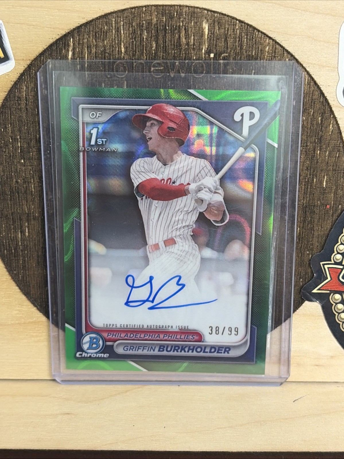 2024 Bowman Draft Chrome Griffin Burkholder 1st Green Lava Refractor Auto /99