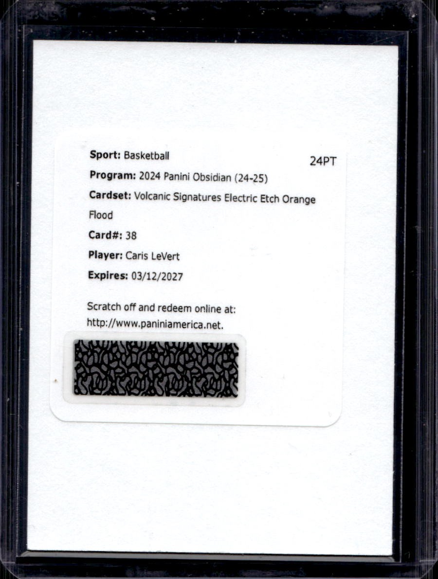 Caris LeVert 2024-25 Panini Obsidian #VS-CLA Volcanic Orange Floot Auto /99