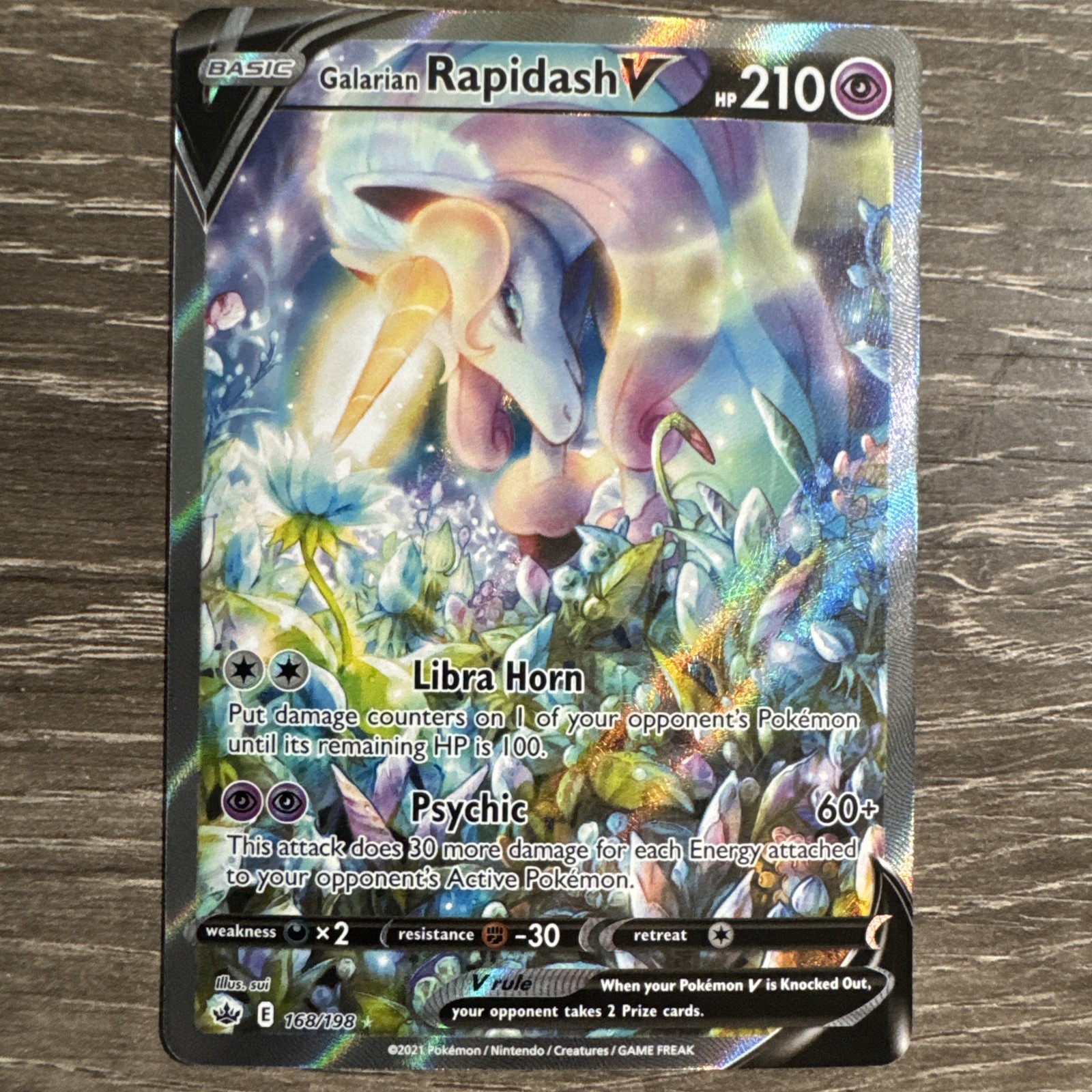 Galarian Rapidash V Alt Full Art #168 2021 Pokemon Chilling Reign