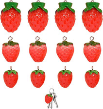 12Pcs Strawberry Beads Charms for Jewelry Making 3D Resin Fruit Pendants Glass C
