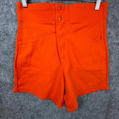 Vintage Bike Coaches Shorts Mens Small Orange Nylon Retro Sporty High Waist