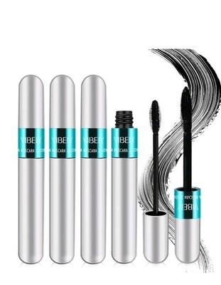 2 Pack VIBELY Mascara 5X Longer Washable, 2 in 1  4D Silk Fiber Lash Mascara, No