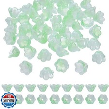 uxcell 100 Pcs Glass Flower Beads for Jewelry Making, Glass Trumpet Flower Sp