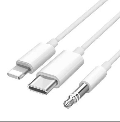 USB Typ C + 8 Pin auf 3,5mm Klinke AUX Audio Adapter Kabel 1m