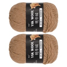 2PCS Crocheting Yarn, Camel 3 Ply Wool Yarn 200g,220 Yards