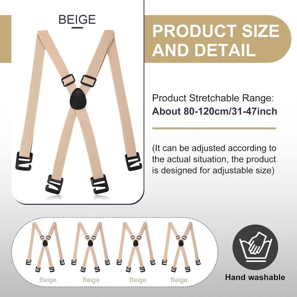 Pack de 4 tirantes ocultos ajustables debajo de la camisa para hombre ropa Foto 2 de 4