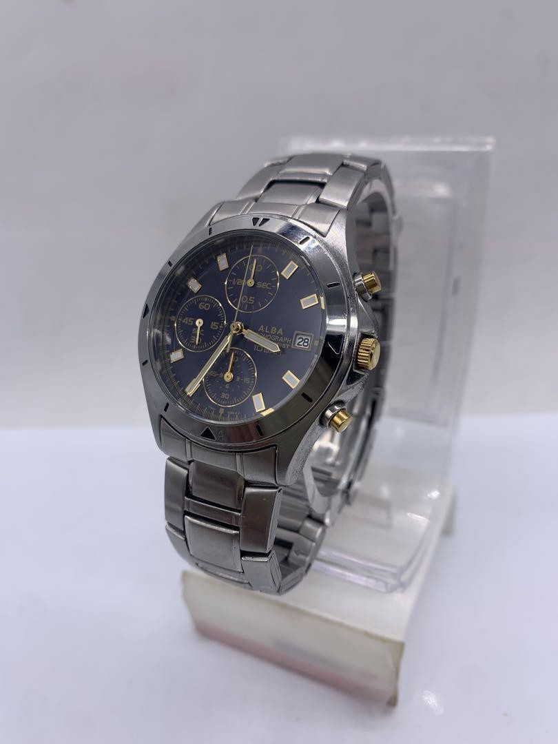 Seiko Alba Chronograph 7T92-0CV0 Men's Quartz Watch Silver Seiko Alba Chronograph 7T92-0CV0 Men's Quartz Watch Silver