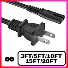 Lot of 2 Prong 2 Pin 2-Slot Plug Figure 8 AC Power Cable 3FT 5FT 10FT 15FT 20FT
