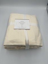 Pottery Barn Pleated Button Bed Skirt Queen Size Natural Ivory 18" Drop