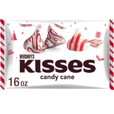 HERSHEY'S KISSES Candy Cane Flavored, Christmas Candy Bag, 16 oz