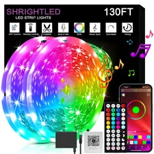 SHRIGHTLED Led Lights for Bedroom 130ft (2 Rolls of 65ft) Music Sync Color